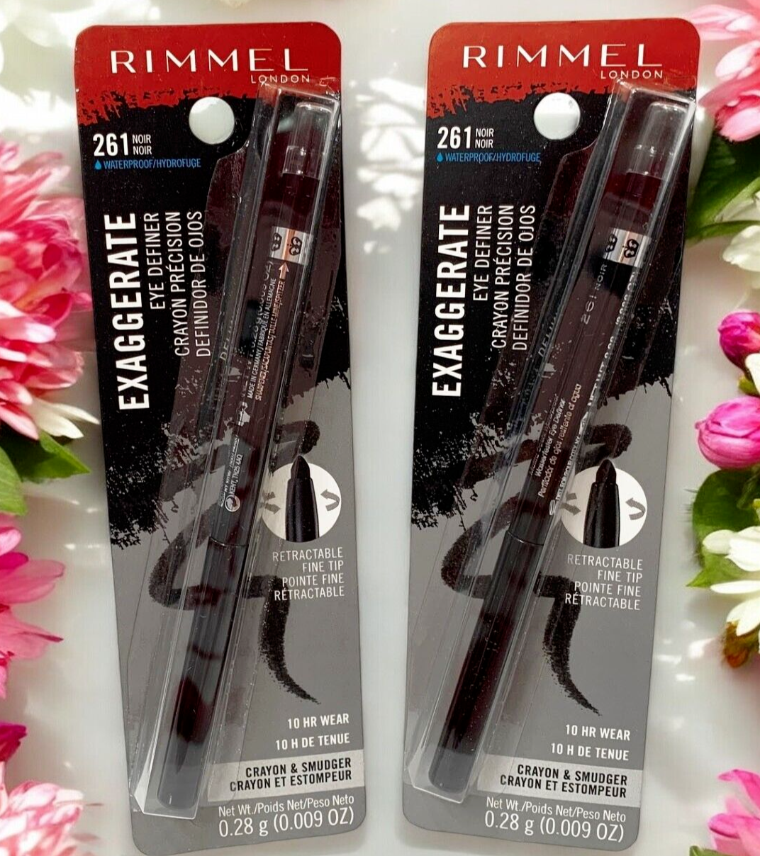 2-Rimmel Exaggerate Waterproof 10 Hr Eye Definer -261 Black 0.28g/0.1oz New