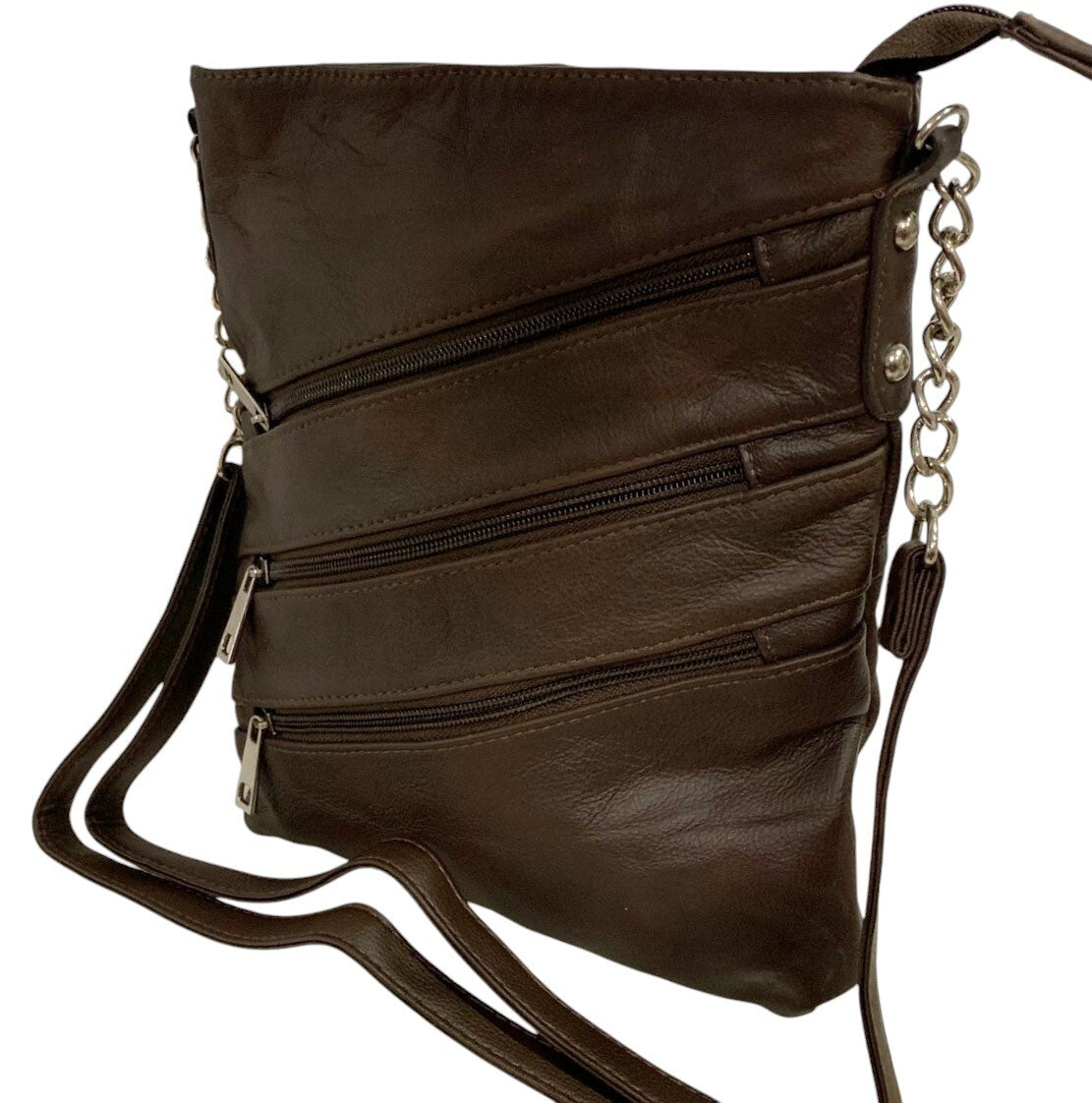 BROWN LARGE SOFT LEATHER MESSENGER SHOULDER BAG CROSS BODY SATCHEL FOR MEN/WOMEN