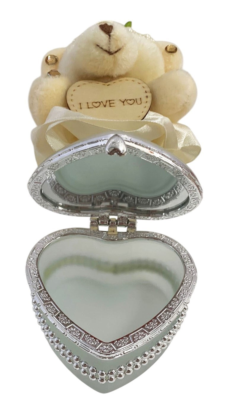 I Love You Bear With Heart Shaped Jewelry Gift Box White