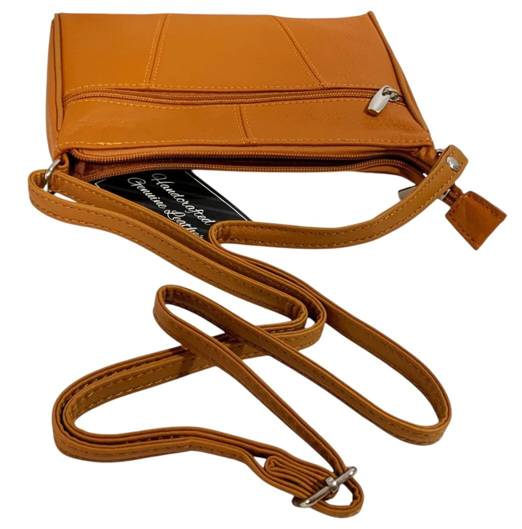 New Orange Cowhide Leather Small Handbag Crossbody Shoulder Bag  Purse for Women