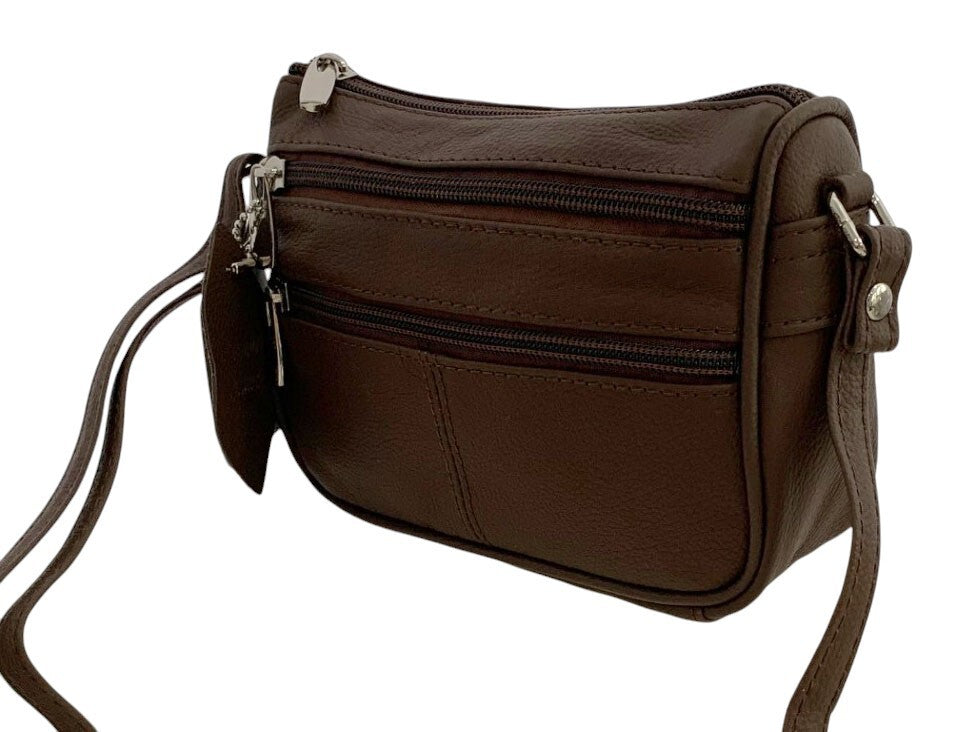 Brown Soft Cowhide Leather Small Handbag Crossbody Shoulder Bag  Purse for Women