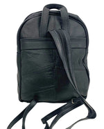 BLACK COWHIDE LEATHER UNISEX  BACKPACK SHOULDER BAG TRAVEL ORGANIZER