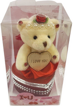 I Love You Bear With Heart Shaped Jewelry Gift Box Red