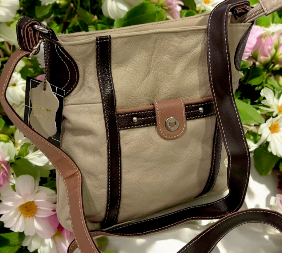 IVORY WOMENS MEDIUM COWHIDE LEATHER CROSS BODY SHOULDER MESSENGER BAG HANDBAG