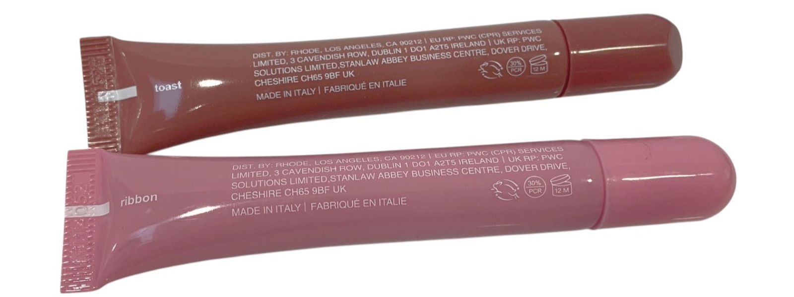 Rhode Peptide Lip Tint 10ml Shea Butter Sheer SET of 2: RIBBON & TOAST