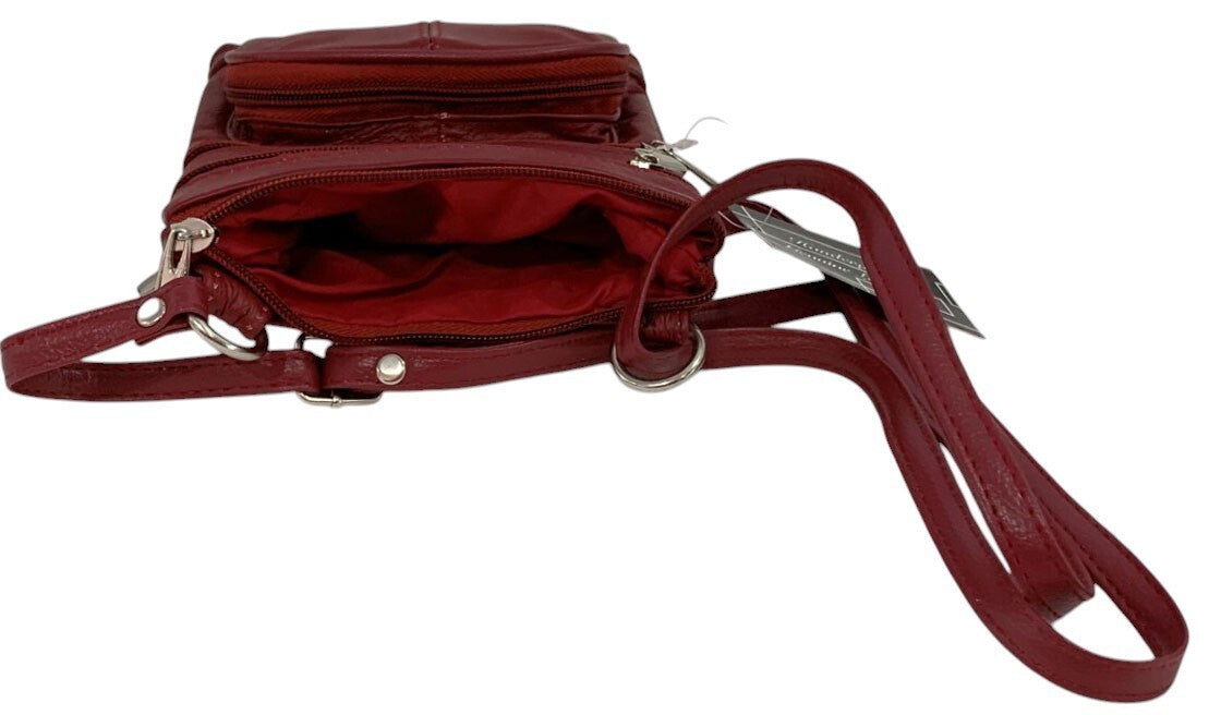 New Dark Red Small Leathers Crossbody Messenger Purse Bag  Adjustable Strap