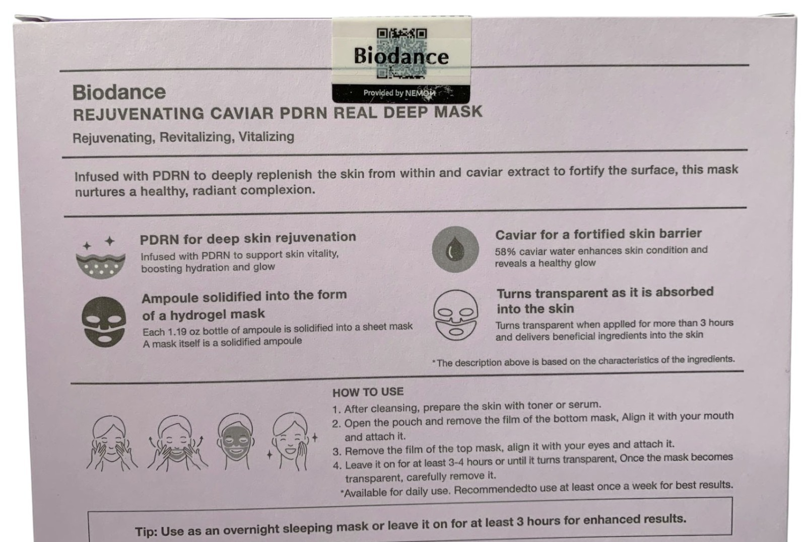 Biodance Rejuvenating Caviar PDRN Real Deep Mask 12 Sheets Korean New EXP 09/28