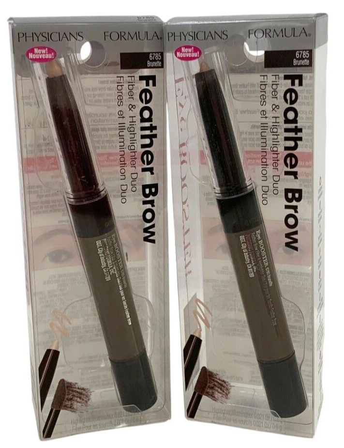 2 Physicians Formula Feather Brow 6785 BRUNETTE Fiber & Highlighter 2-in-1 Duo