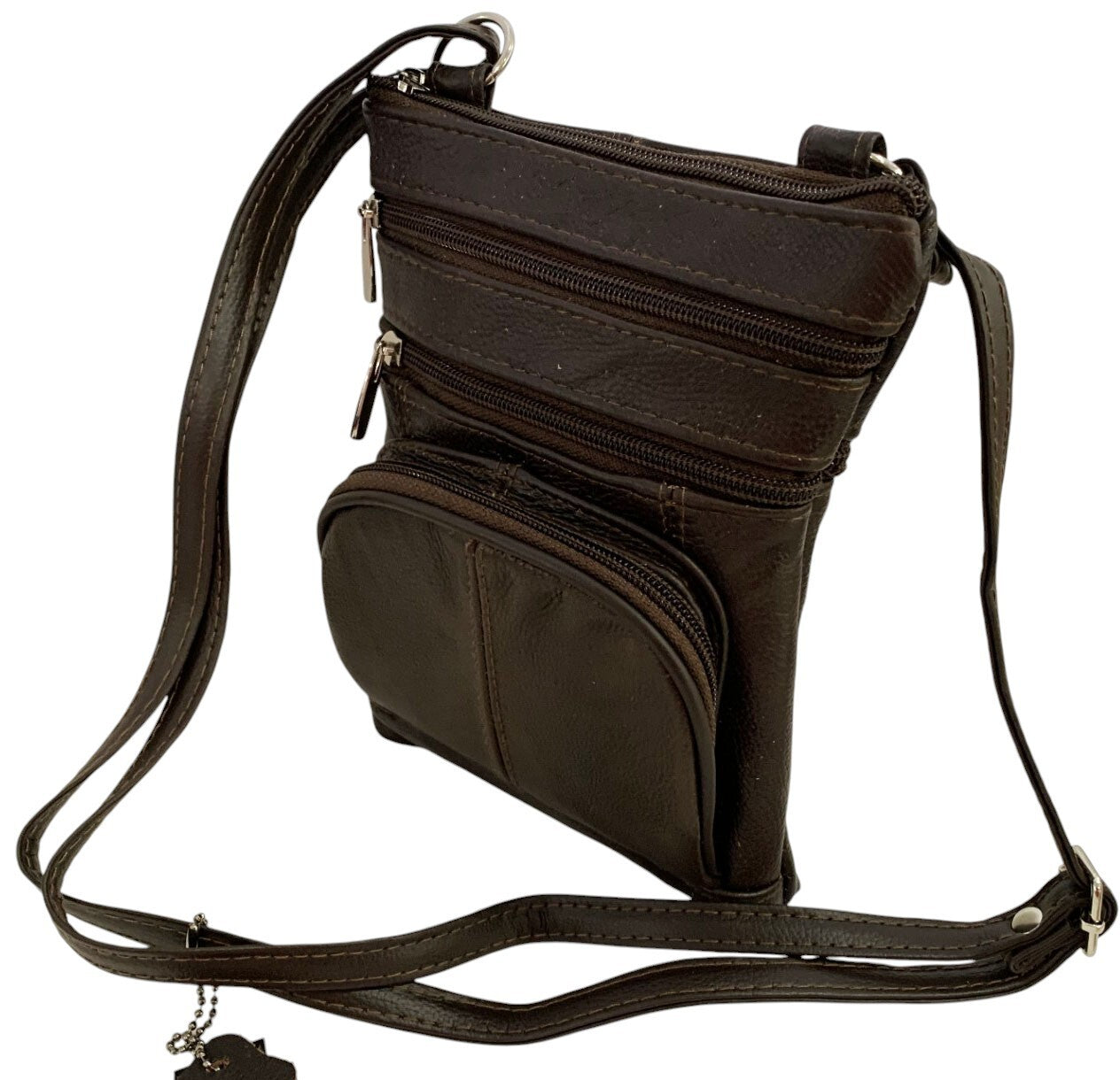 New Dark Brown Small Leathers Crossbody Messenger Purse Bag  Adjustable Strap