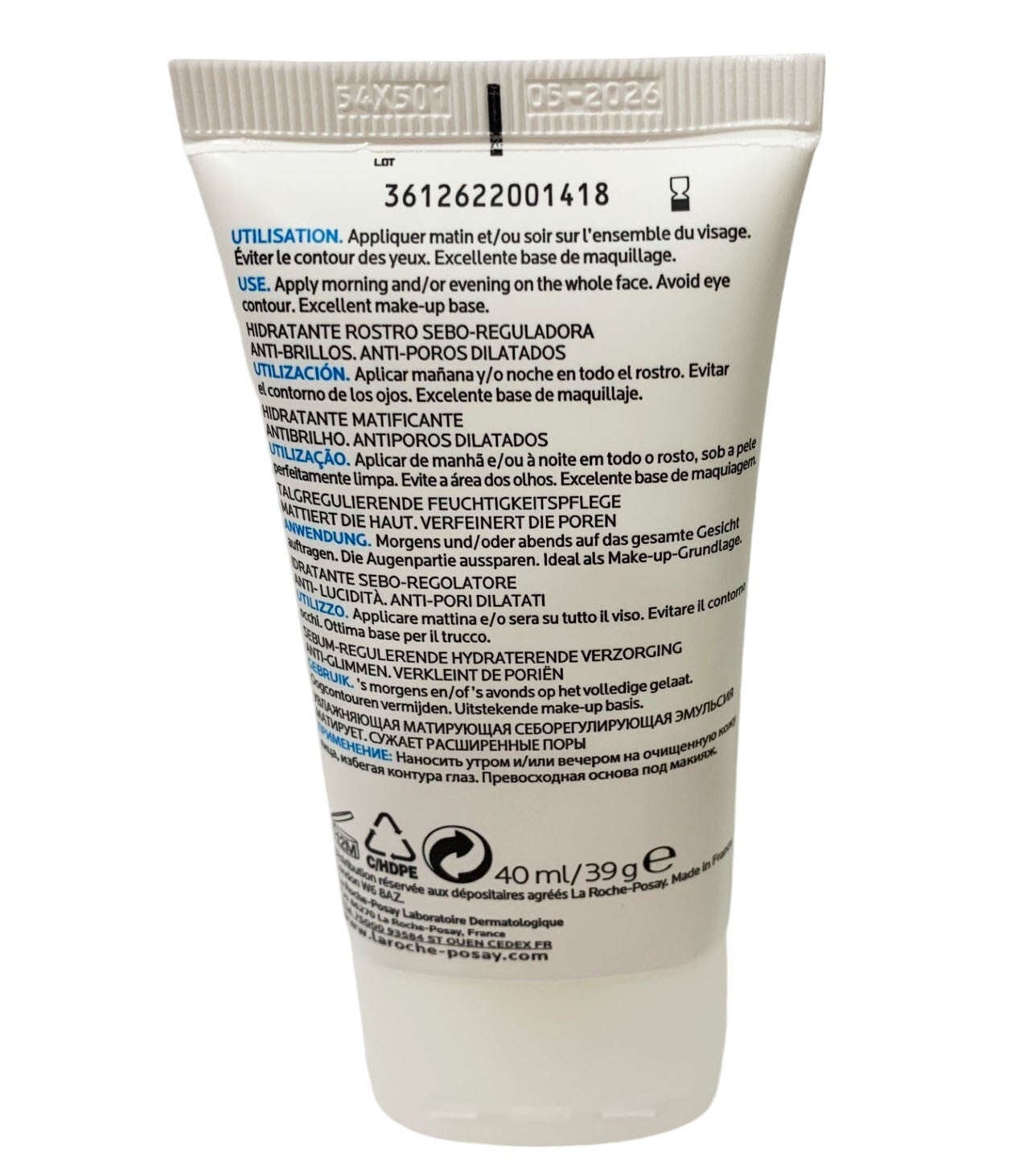 La Roche Posay Effaclar Mat Anti Shine Moisturizer 40ml/ 1.35oz EXP 05/2026