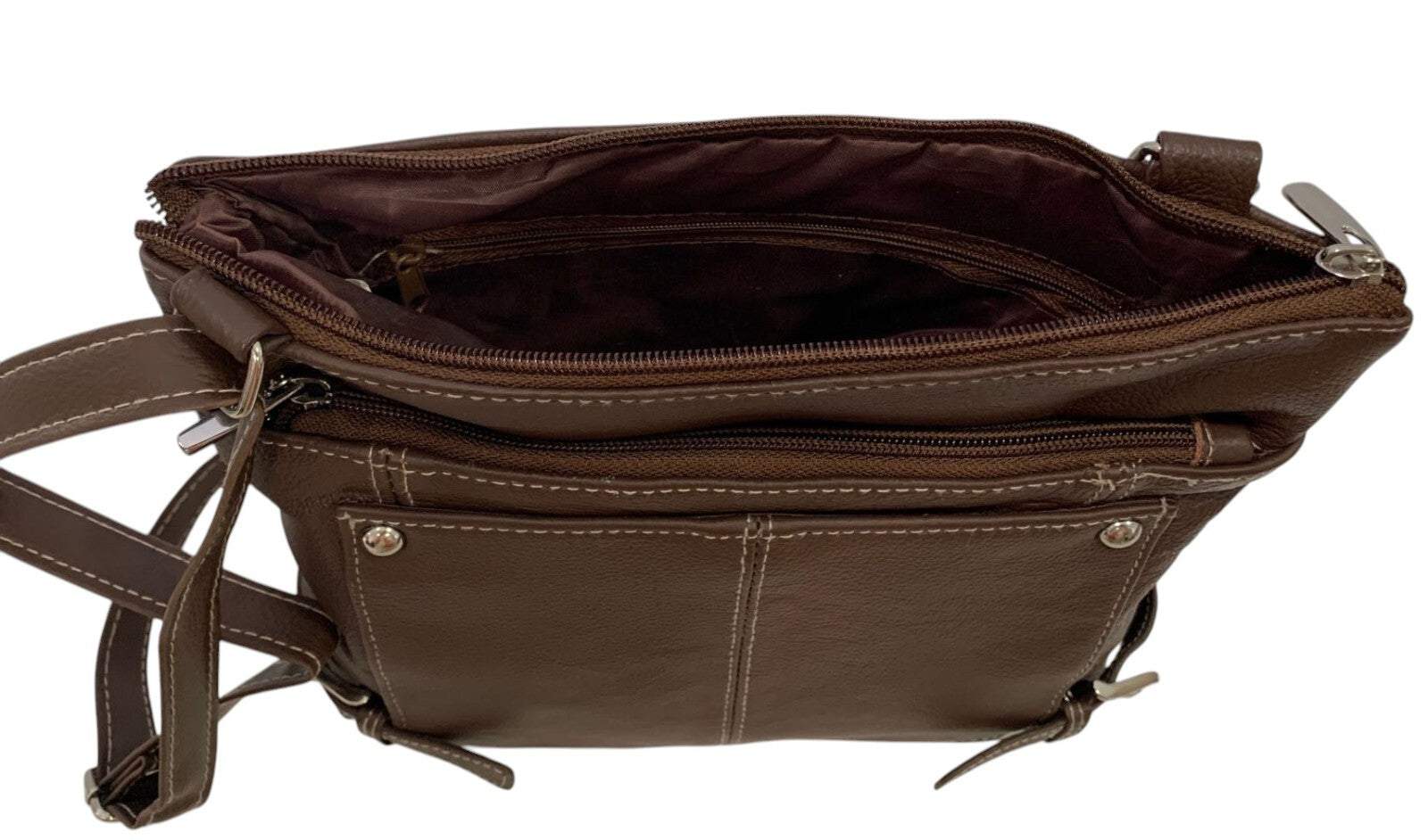 BROWN WOMEN MEDIUM COWHIDE LEATHER CROSS BODY SHOULDER BAG HANDBAG PURSE HOBO
