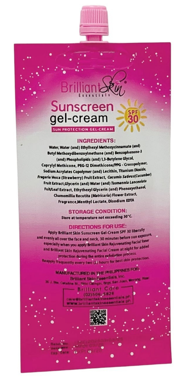 Brilliant Skin Essentials Sunscreen Gel-Cream SPF30 Sachet SET OF 2 (50g each)