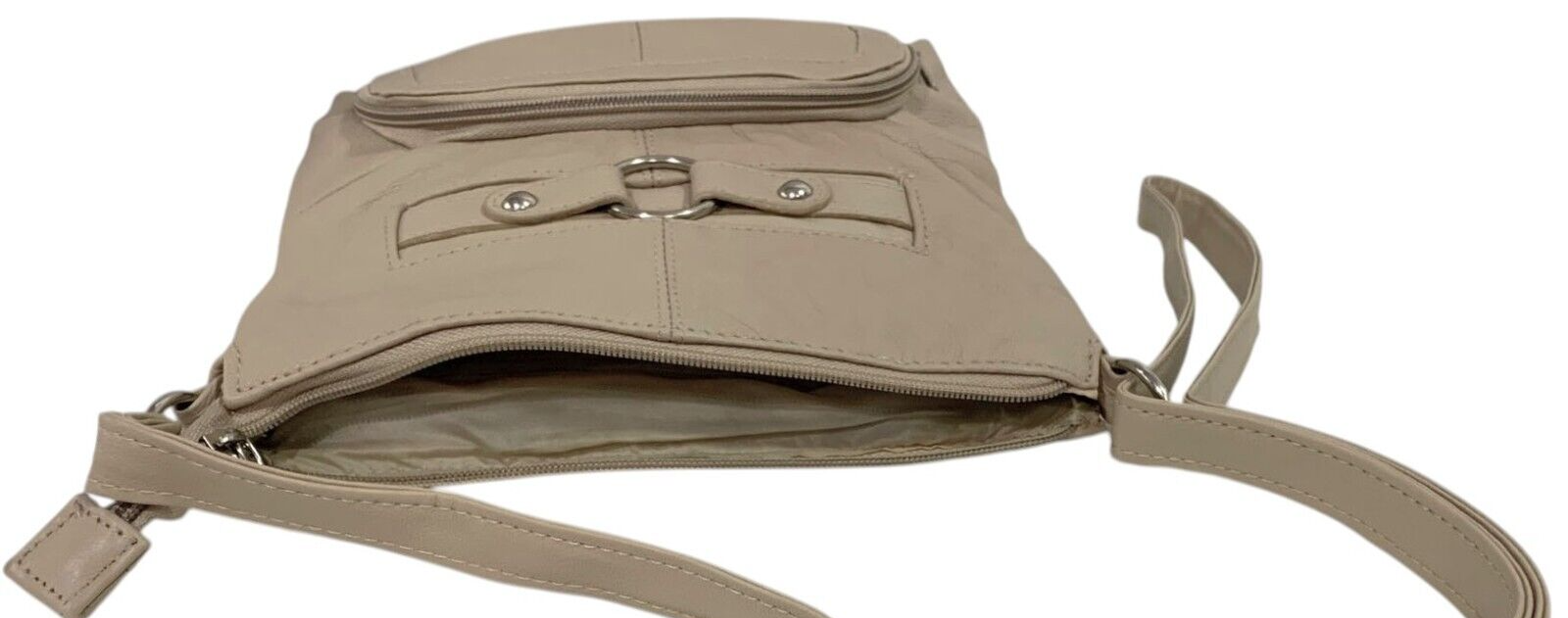 IVORY WOMEN MEDIUM COWHIDE LEATHER CROSS BODY SHOULDER BAG HANDBAG PURSE HOBO