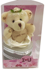 I Love You Bear With Heart Shaped Jewelry Gift Box White