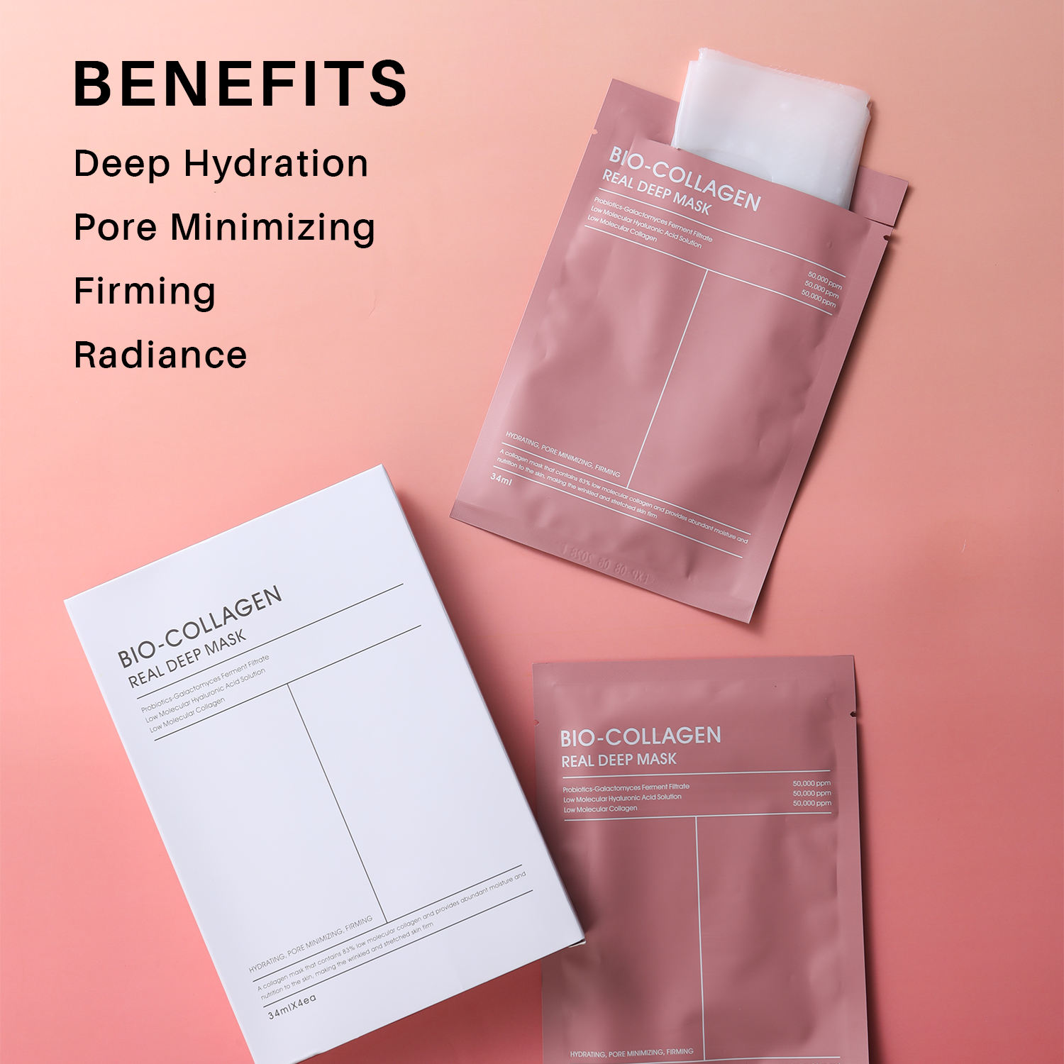 Bio-Collagen Real Deep Facial Lifting Anti-Wrinkle Mask -Pack of 8 Exp.09/2028