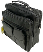 Black Leather Messenger Crossbody Shoulder Bag Organizer Handbag Satchel for Men