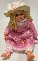 NEW VINYL CLAIR PLAY DOLL BLOND HAIR BLUE EYES  22" PINK/WITE  WINTER OUTFIT