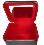 Shiseido New Leather Black/ Red Large Cosmetic Box Carrier With Mirror