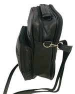 Black Large Leather Messenger Crossbody Shoulder Bag Handbag Satchel for Men