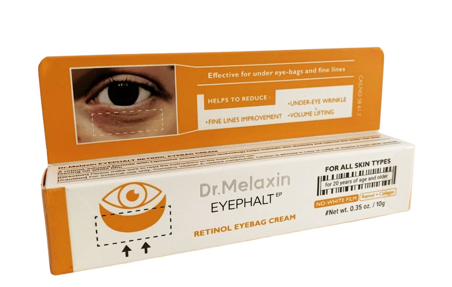 DR Melaxin EYEPHALT RETINOL EYEBAG CREAM, No White Film 0.35oz/10g NEW EXP. 5/28