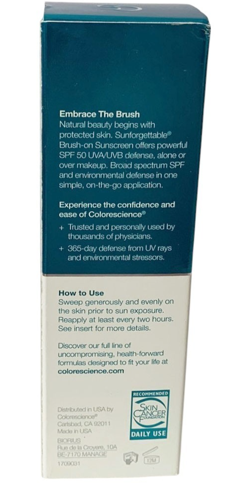COLORESCIENCE SUNFORGETTABLE BRUSH-ON SUNSCREEN SPF 50 MEDIUM 0.21oz IN BOX