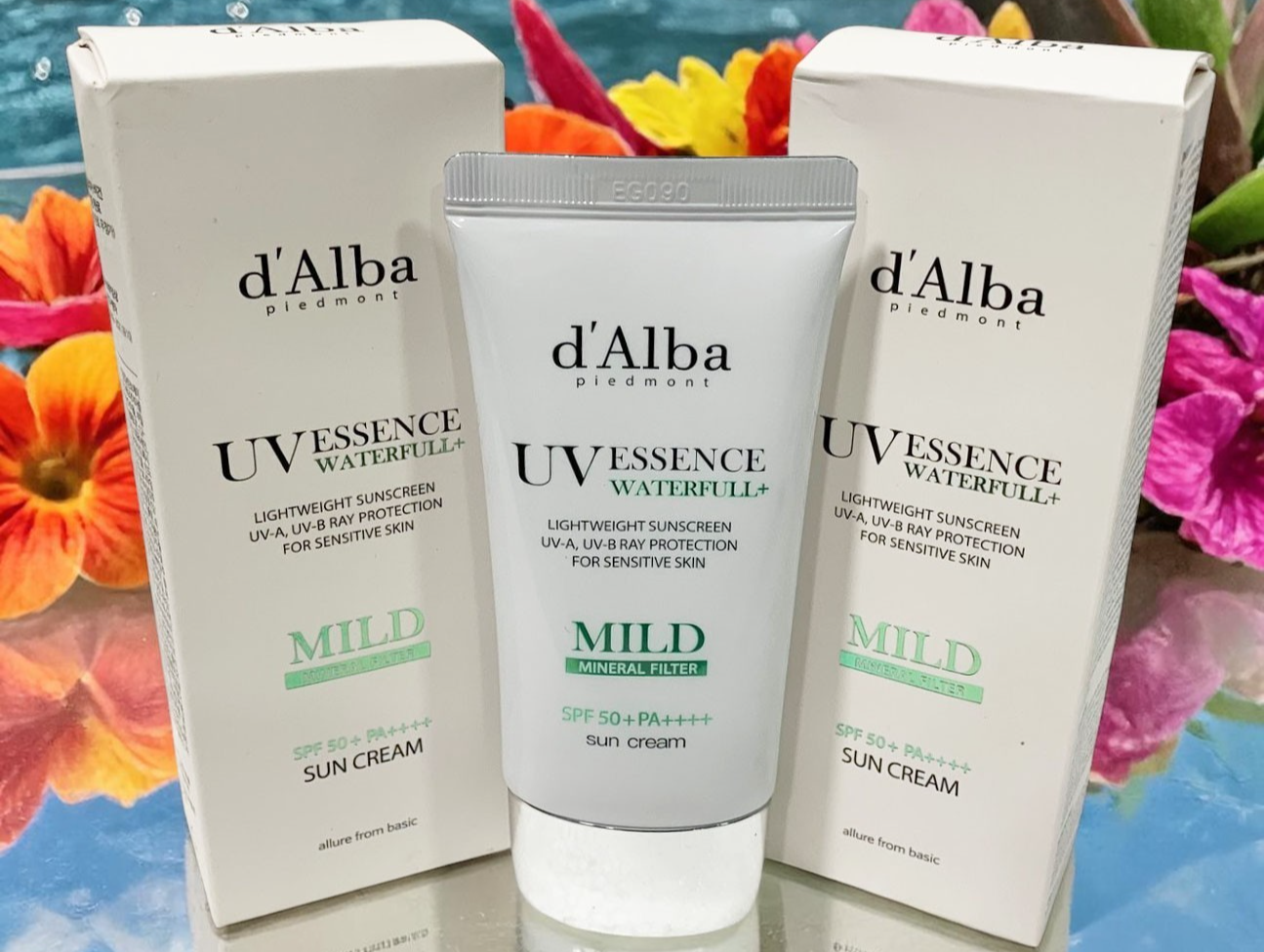 D'ALBA UV ESSENCE WATERFULL  MILD Sun Cream SENSITIVE SKIN 1.7oz GREEN SET OF 2
