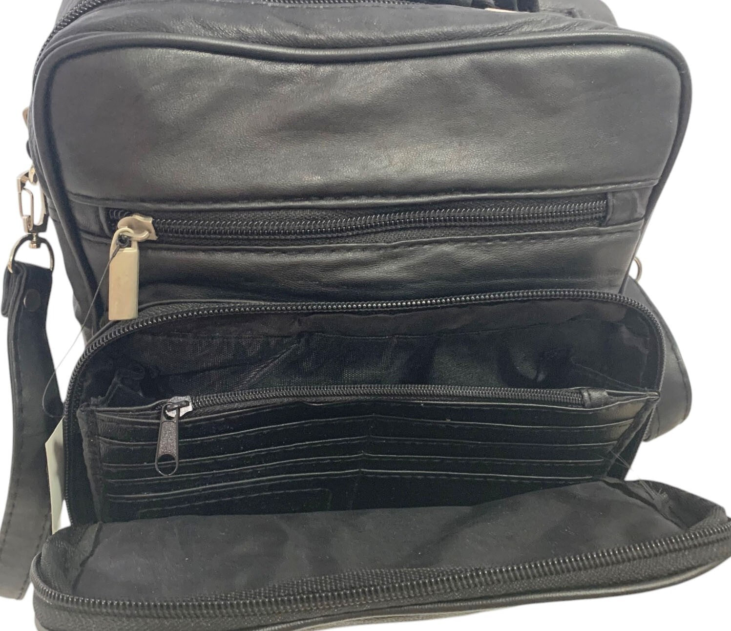 Black Large Leather Messenger Crossbody Shoulder Bag Handbag Satchel for Men
