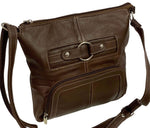 BROWN WOMEN MEDIUM COWHIDE LEATHER CROSS BODY SHOULDER BAG HANDBAG PURSE HOBO