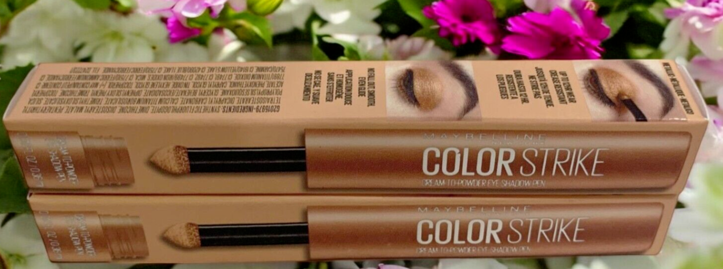 2- MAYBELLINE COLOR STRIKE CREAM TO POWDER EYE SHADOW PEN 0.012oz 35 Flash Metal