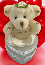 I Love You Bear With Heart Shaped Jewelry Gift Box White