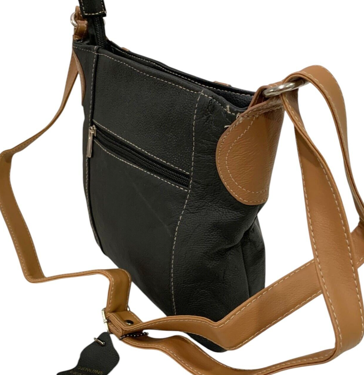 BLACK MEDIUM WOMEN COWHIDE LEATHER CROSS BODY SHOULDER MESSENGER BAG SATCHEL