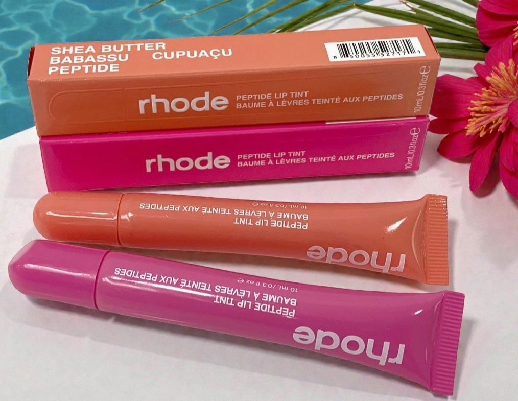 Rhode Peptide Lip Tint 10ml Shea Butter Sheer SET of 2 PEACH PIT & SHORTCAKE