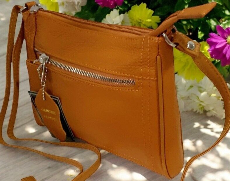 New Orange Cowhide Leather Small Handbag Crossbody Shoulder Bag  Purse for Women