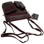 BURGUNDY Cowhide Leather Crossbody Shoulder Bag  Organizer Handbag for Women
