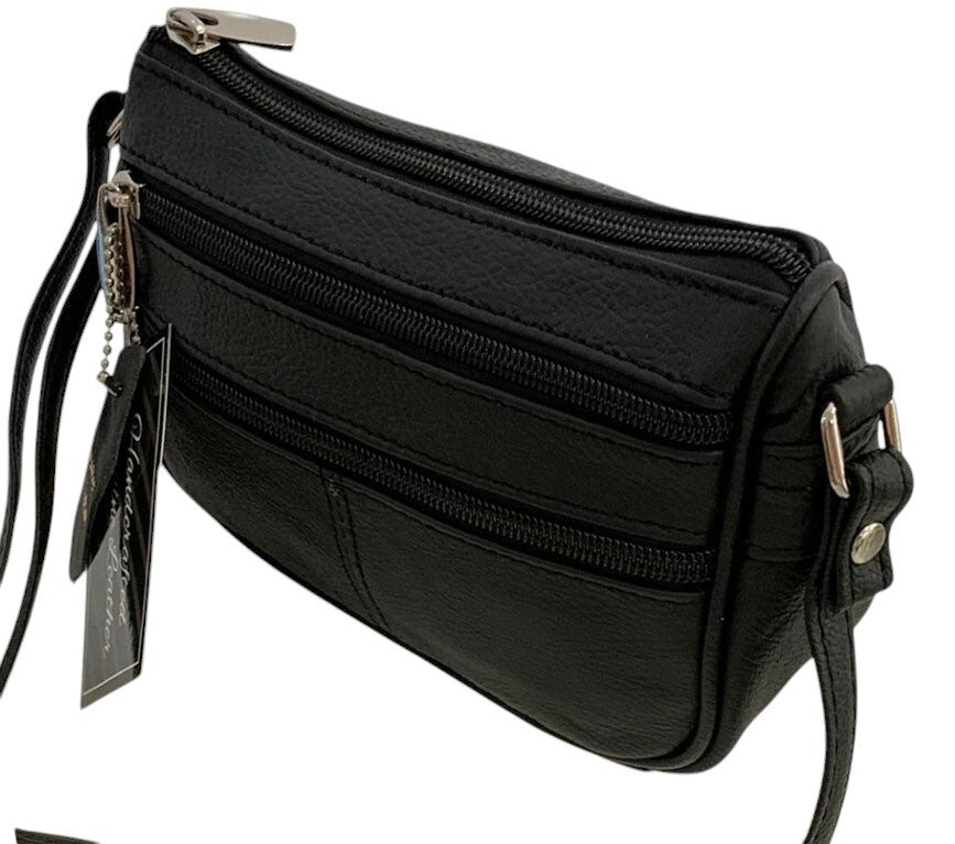 Black Soft Cowhide Leather Small Handbag Crossbody Shoulder Bag  Purse for Women