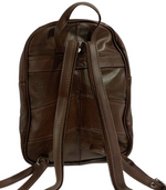 BROWN COWHIDE LEATHER UNISEX  BACKPACK SHOULDER BAG TRAVEL ORGANIZER