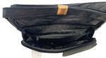 BLACK Leather Organizer Purse Shoulder Bag Multiple Pockets Cross Body Handbag