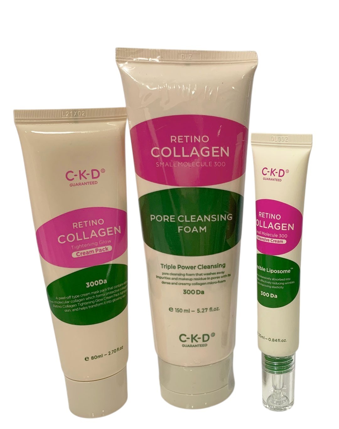 CKD RETINO COLLAGEN PORE CLEANSING FOAM, PEEL OFF MASK, INTENSIVE CREAM 3 PCS