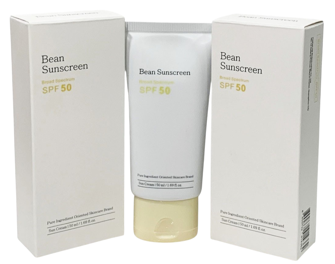 Bean Sunscreen-Lightweight SPF 50 No White Cast Sun Cream 50ml SET OF 2 Ex 08/28
