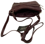 BURGUNDY Cowhide Leather Crossbody Shoulder Bag  Organizer Handbag for Women