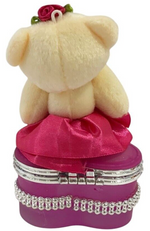 I Love You Bear With Heart Shaped Jewelry Gift Box Dark Pink/Purple