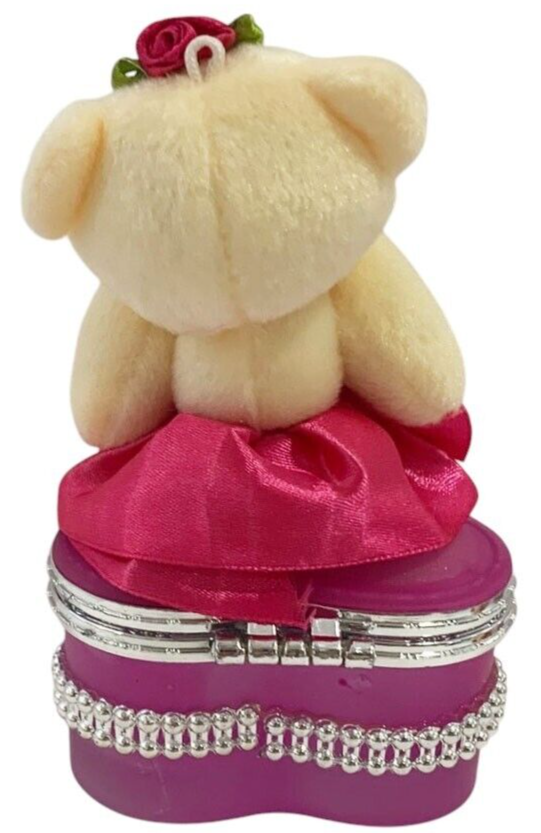 I Love You Bear With Heart Shaped Jewelry Gift Box Dark Pink/Purple