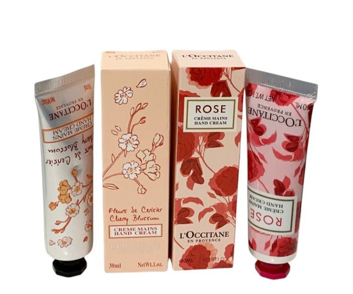 L’Occitane En Provence Cherry Blossom and Rose Hand Cream 1oz/30ml Set of 2