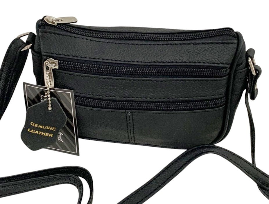 Black Soft Cowhide Leather Small Handbag Crossbody Shoulder Bag  Purse for Women