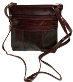 BURGUNDY Cowhide Leather Crossbody Shoulder Bag  Organizer Handbag for Women