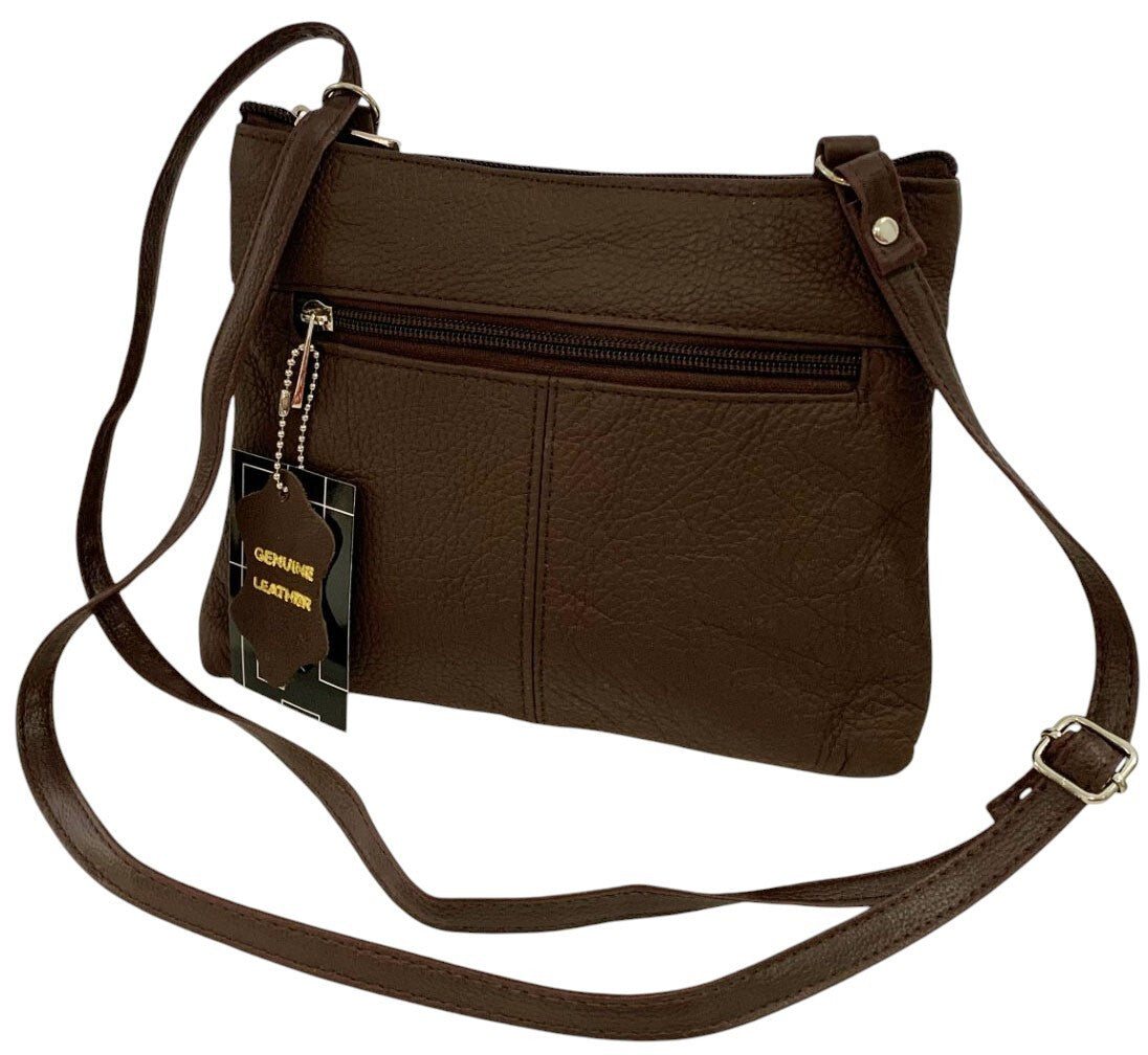 Brown Dark Cowhide Leather Small Handbag Crossbody Shoulder Bag  Purse for Women