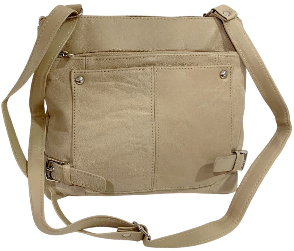 IVORY WOMEN MEDIUM COWHIDE LEATHER CROSS BODY SHOULDER BAG HANDBAG PURSE HOBO