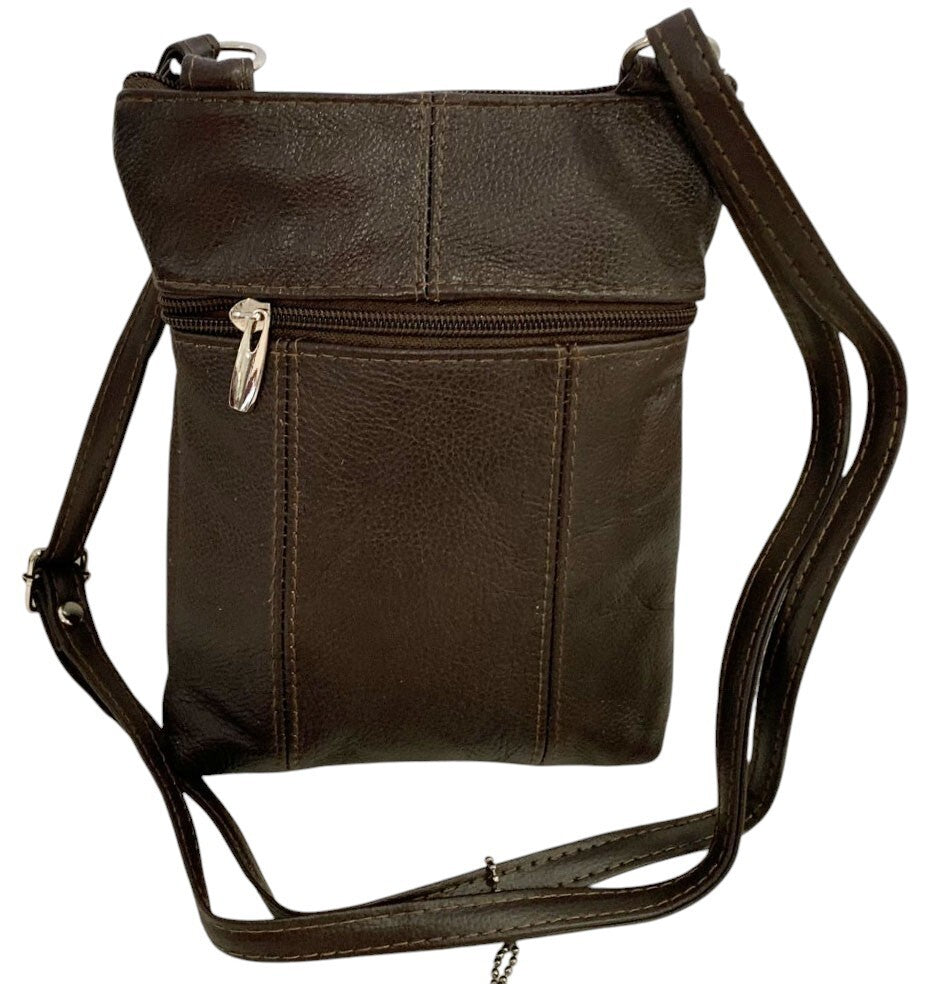 New Dark Brown Small Leathers Crossbody Messenger Purse Bag  Adjustable Strap