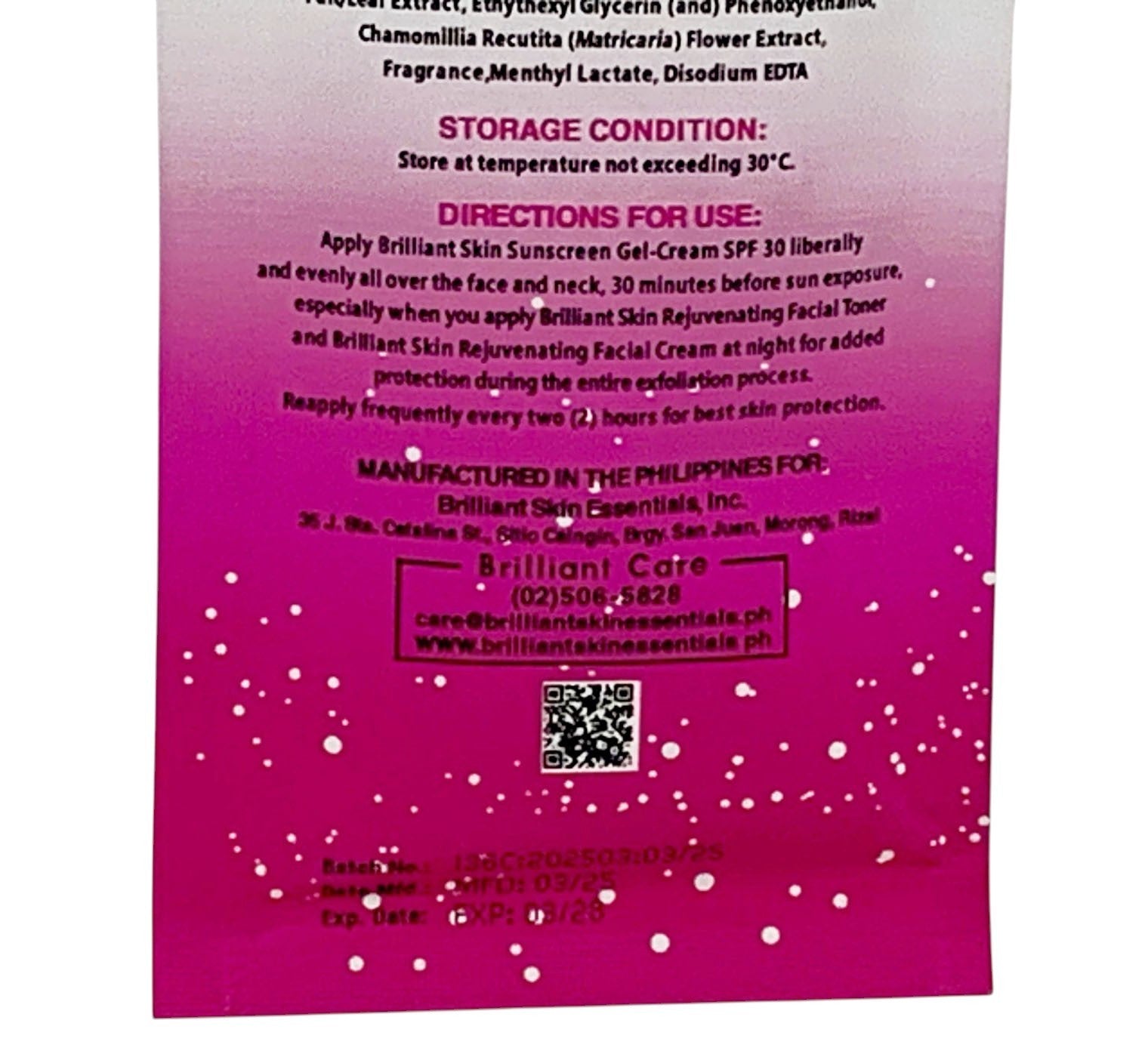 Brilliant Skin Essentials Sunscreen Gel-Cream SPF30 Sachet SET OF 2 (50g each)