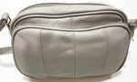 NEW GRAY COWHIDE LEATHER CROSSBODY BAG PURSE ORGANIZER 7 CC SLOTS ID HOLDER